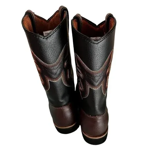 Magellan Outdoors Youth Western Cowboy Rodeo Boots Brown Embroidery Size 1M New - Picture 3 of 7